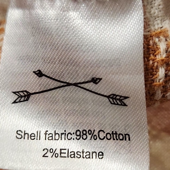 Plaid Ruffle Sleeve  Gingham Blouse - Cream and Orange Size XS - Picture 6 of 7